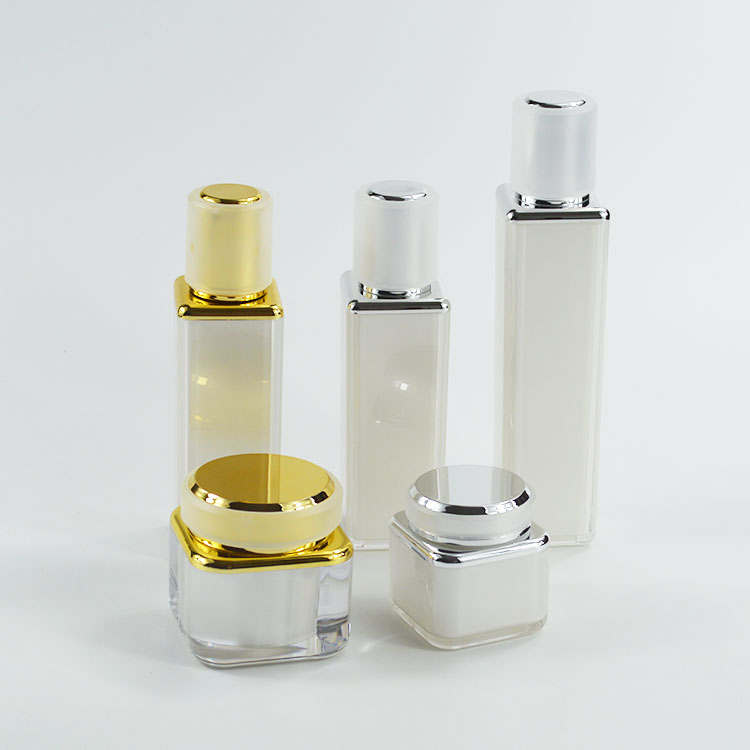 Design Luxury Square Bottle Acrylic Lotion Bottle for Cosmetic 30ml 50ml 80ml 100ml