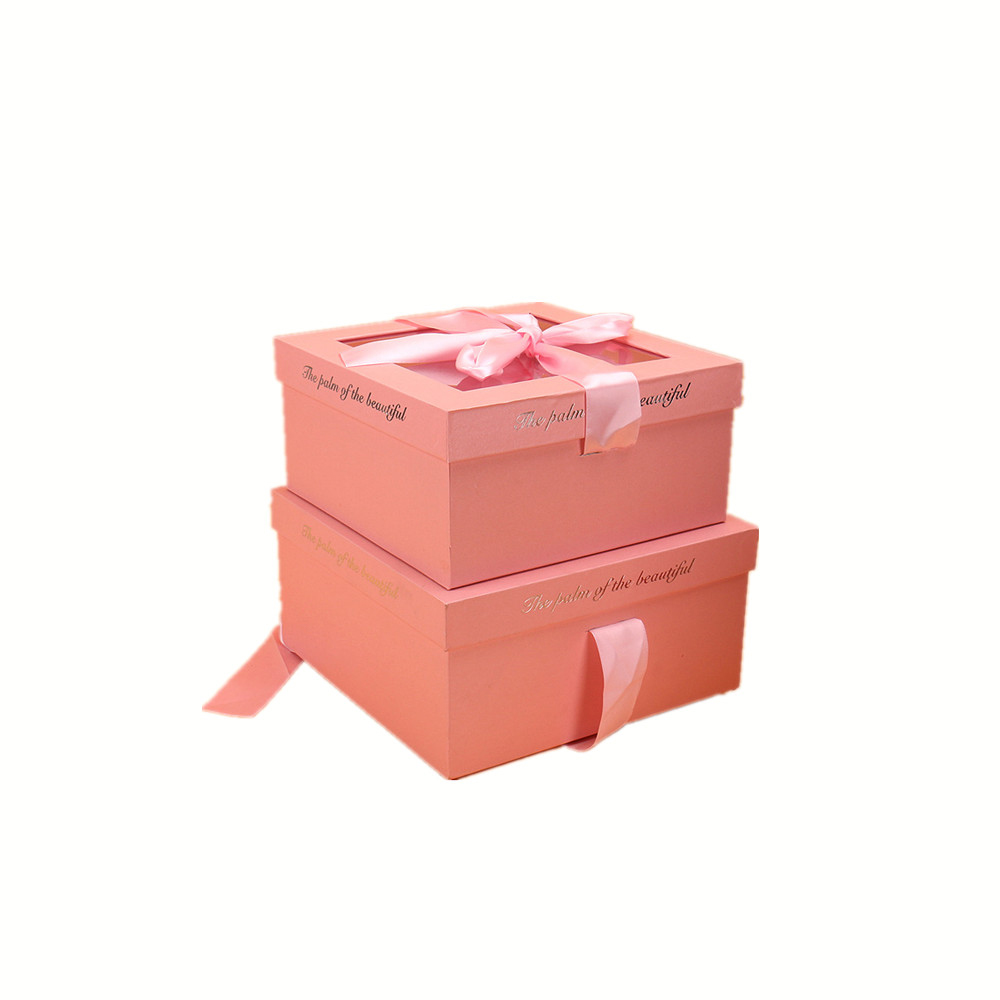 1000gsm Paperboard Cardboard Box With Window Lid Ribbon