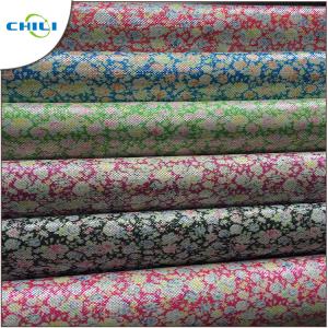 China Wiped Clean Printed Faux Leather Fabric Fade Resistant Consistent Color wholesale