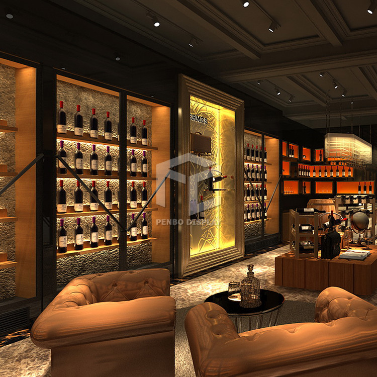 T5 LED Wine Store Display 3mm Thick MDF Acceptable Wood Veneer