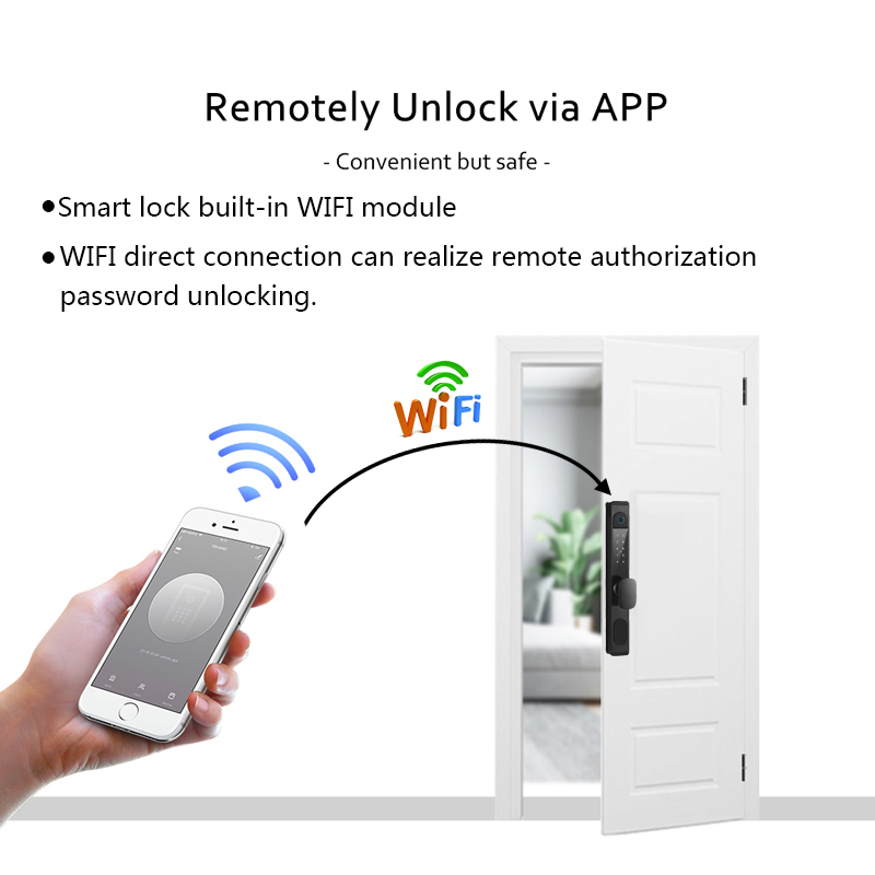 Wifi Electronic Door Lock With Tuya App Control Remotely S876 Fingerprint Glass Door Lock