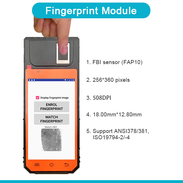 Cost Effective Mini Capacitive Fingerprint Scanner Biometric POS Terminal with 2D Barcode Scanner for Restaurant
