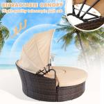 Modern Hotel Outdoor Furniture Patio Rattan Round Flip Top Daybed With Canopy