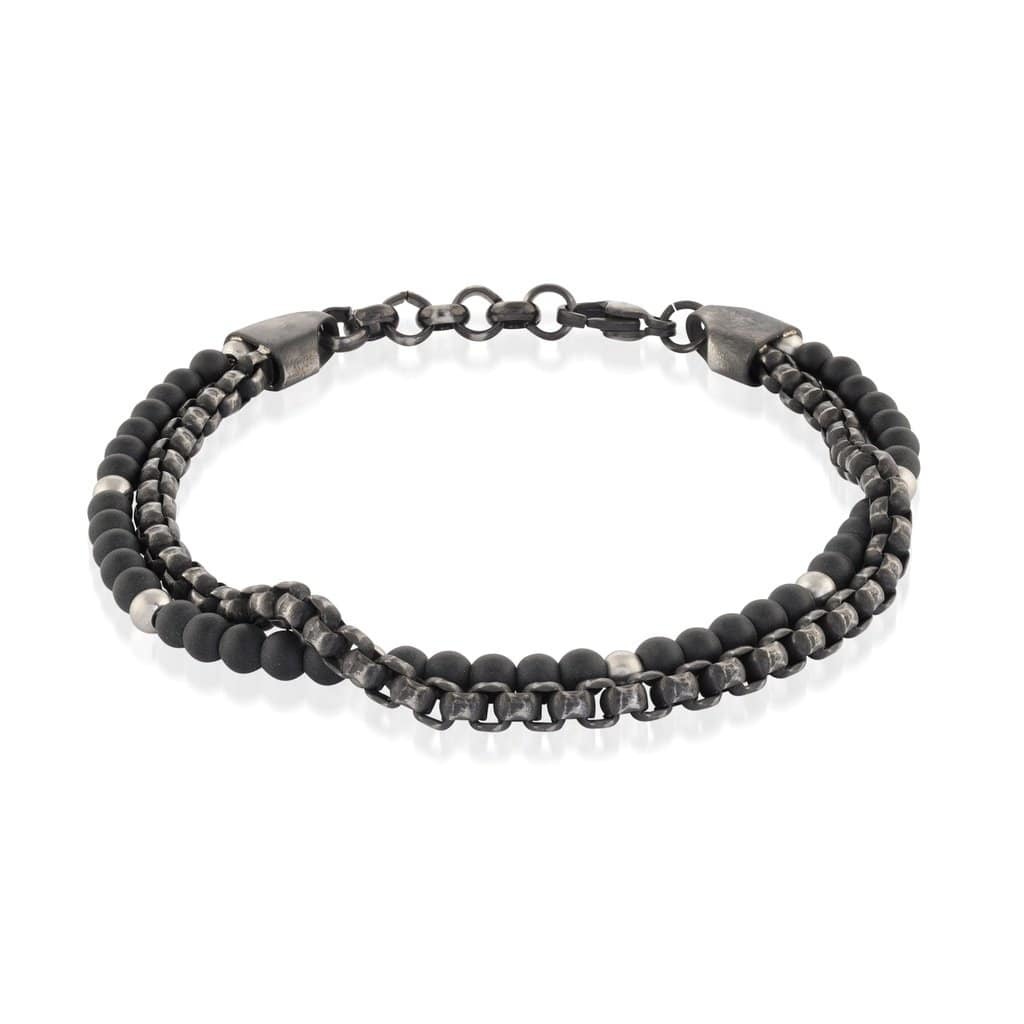 Fashion Classic Stainless Steel Bangle Fashion Black Men's Leather Bracelet Jewelry