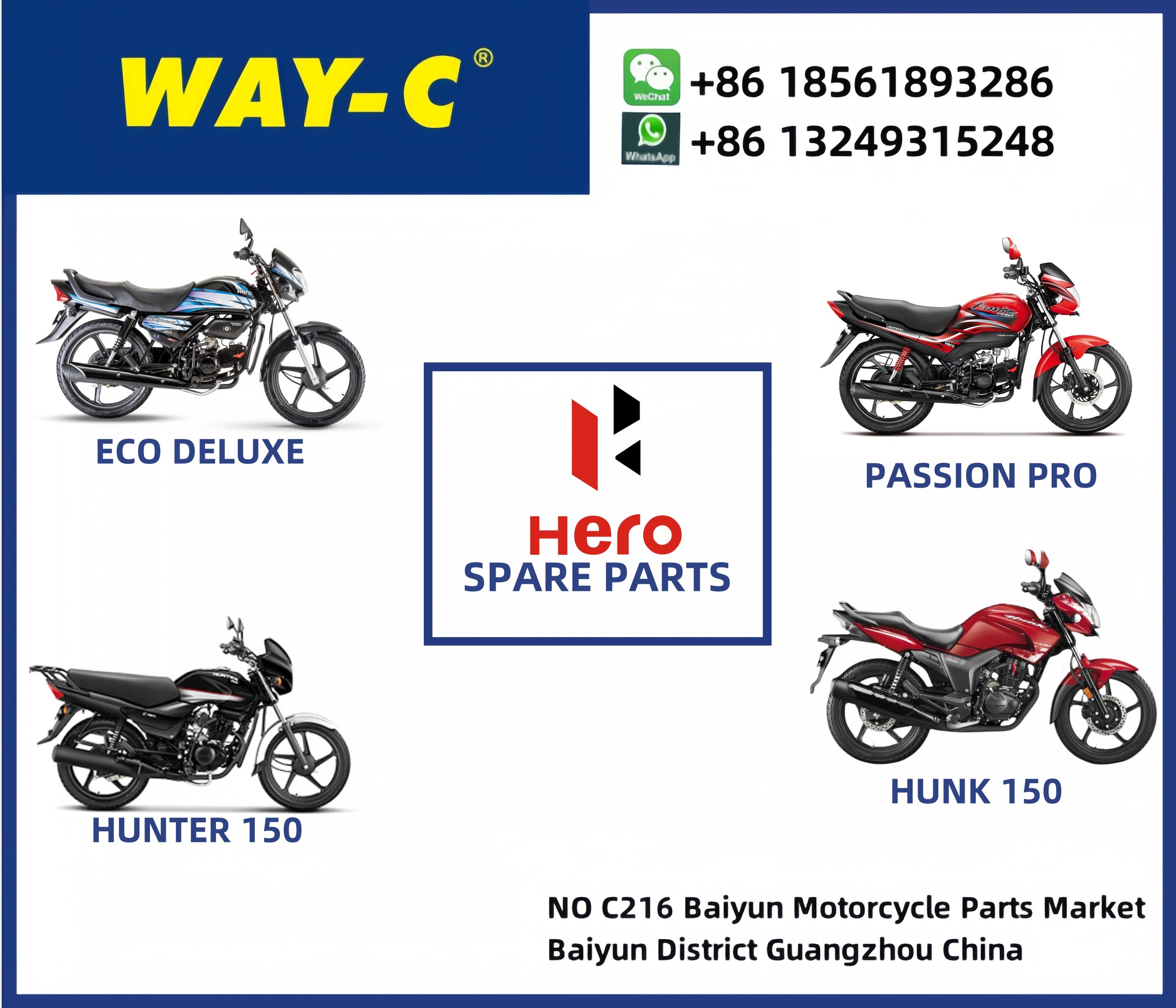 WAY-C Tricycle Motorcycle Spare Parts TVS BAJAJ HONDA HAOJUE YAMAHA SUZUKI