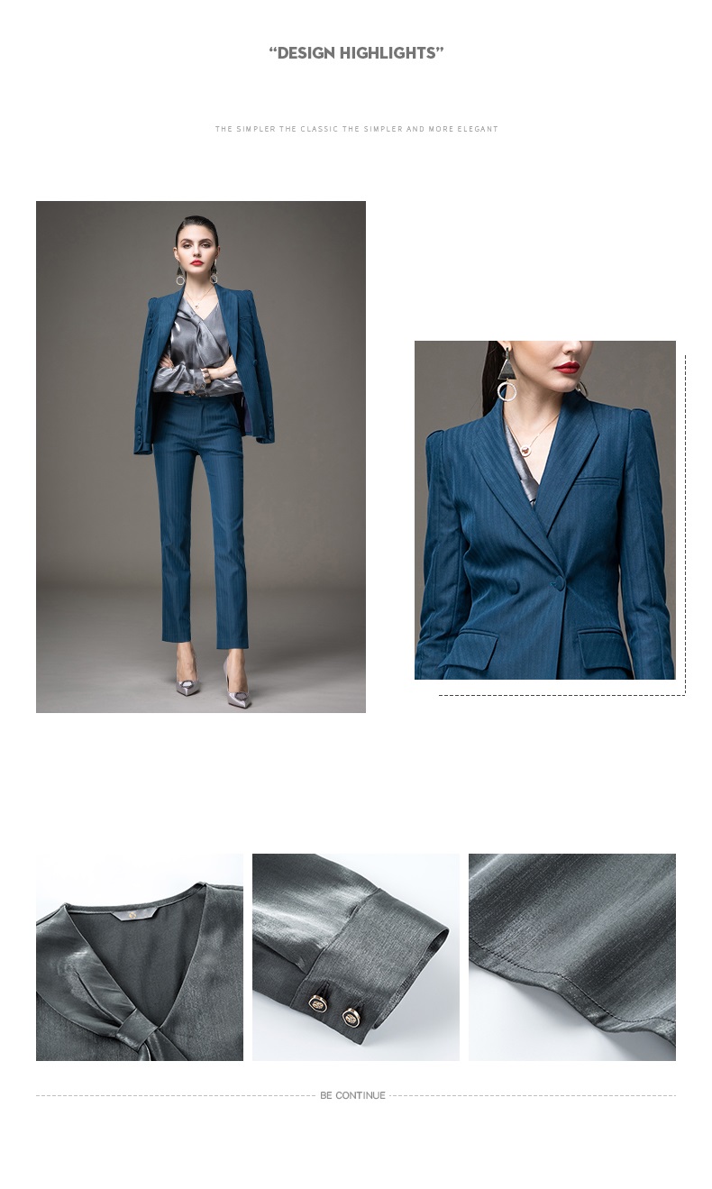 Autumn Dress Women's Fitted Business Suits with Hand Embroidery and Pure Pattern