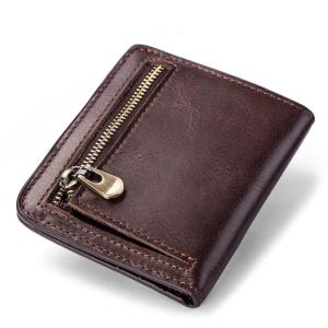 China Minibook Cowhide Wallet for Men Genuine Leather Slim Money Clip and Zipper Coins Purse wholesale