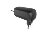 24W 12VAC Wall Mount AC DC Charger Adapter in Black With EU Plug