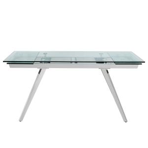 China Modern dining room Rectangular Shape Glass Top SS Dining Tables wholesale