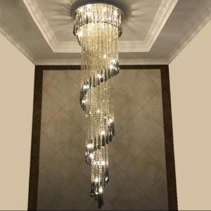 China Modern Chandelier For Smoky Gray Crystal Luxury Fixtures Long Interior Stairway Chandelier(WH-NC-33) wholesale