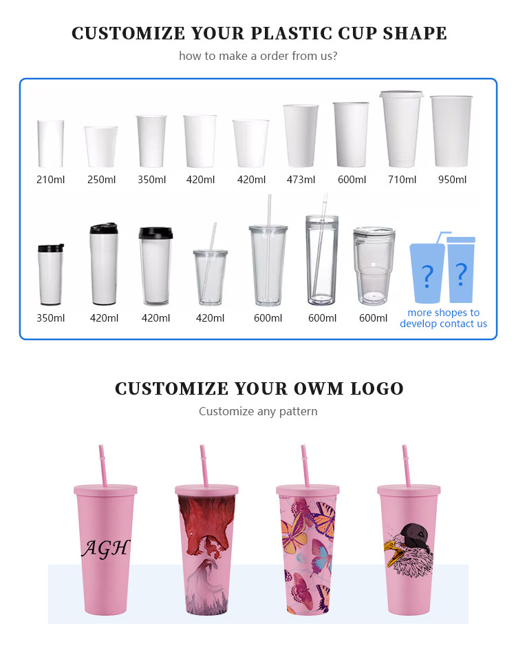 Lightweight Custom Personalized Black Matte Plastic Boba Cup 16 Oz Plastic Tumbler With Lid And Straw Double Wall Construction 100% BPA Free