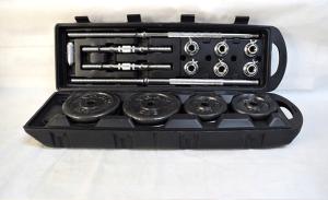 China cast iron Black Painting Dumbbell Barbell set 50kg for weight lifting wholesale