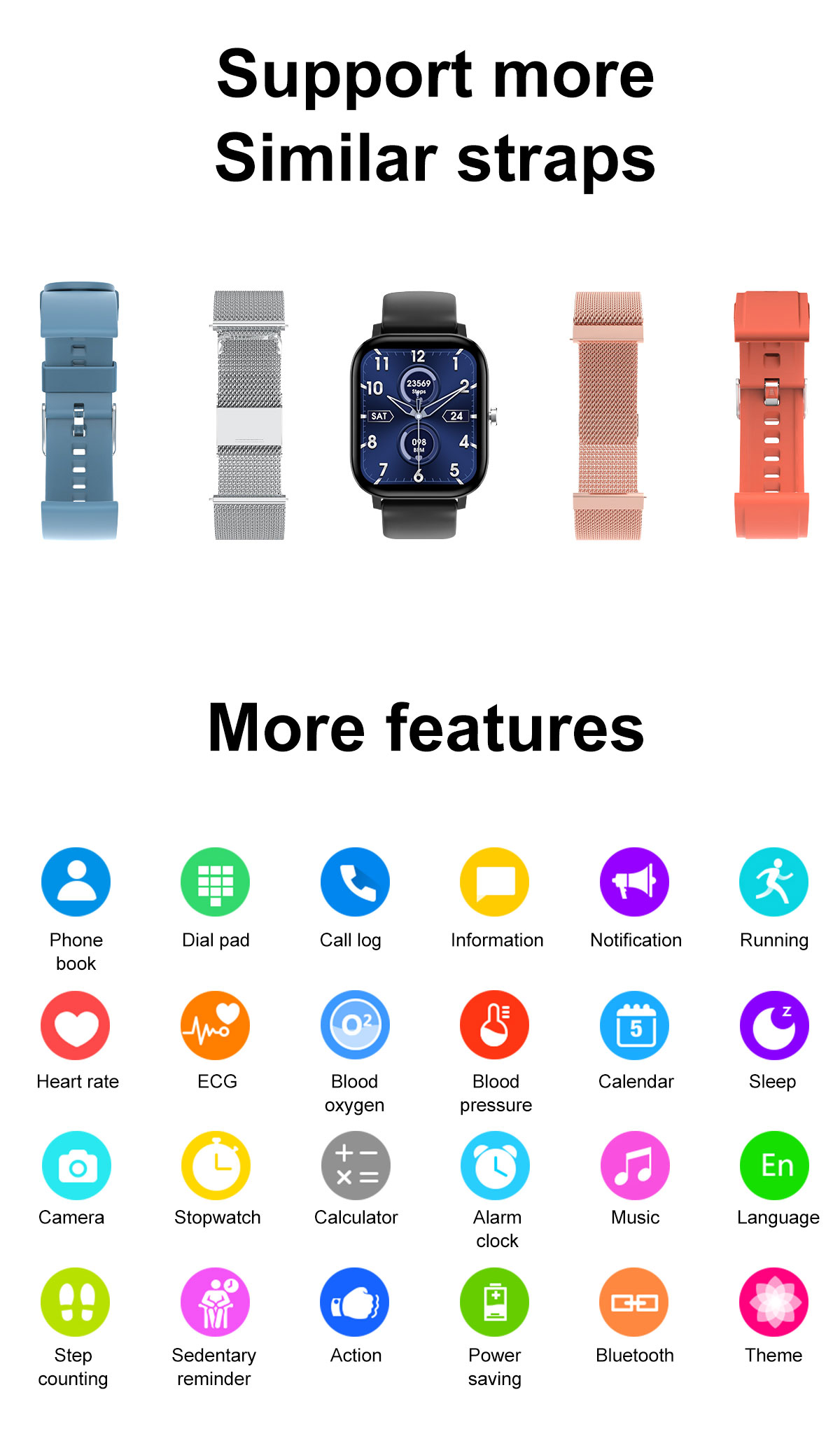 DT46 Smartwatch IP67 IPS 1.75 inch Sport Touchscreen 4 Pin Silicone Band