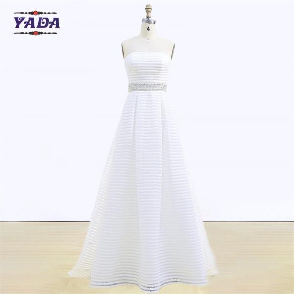 Modern strapless a-line trailing off-shoulder traditional elegant bridal wedding