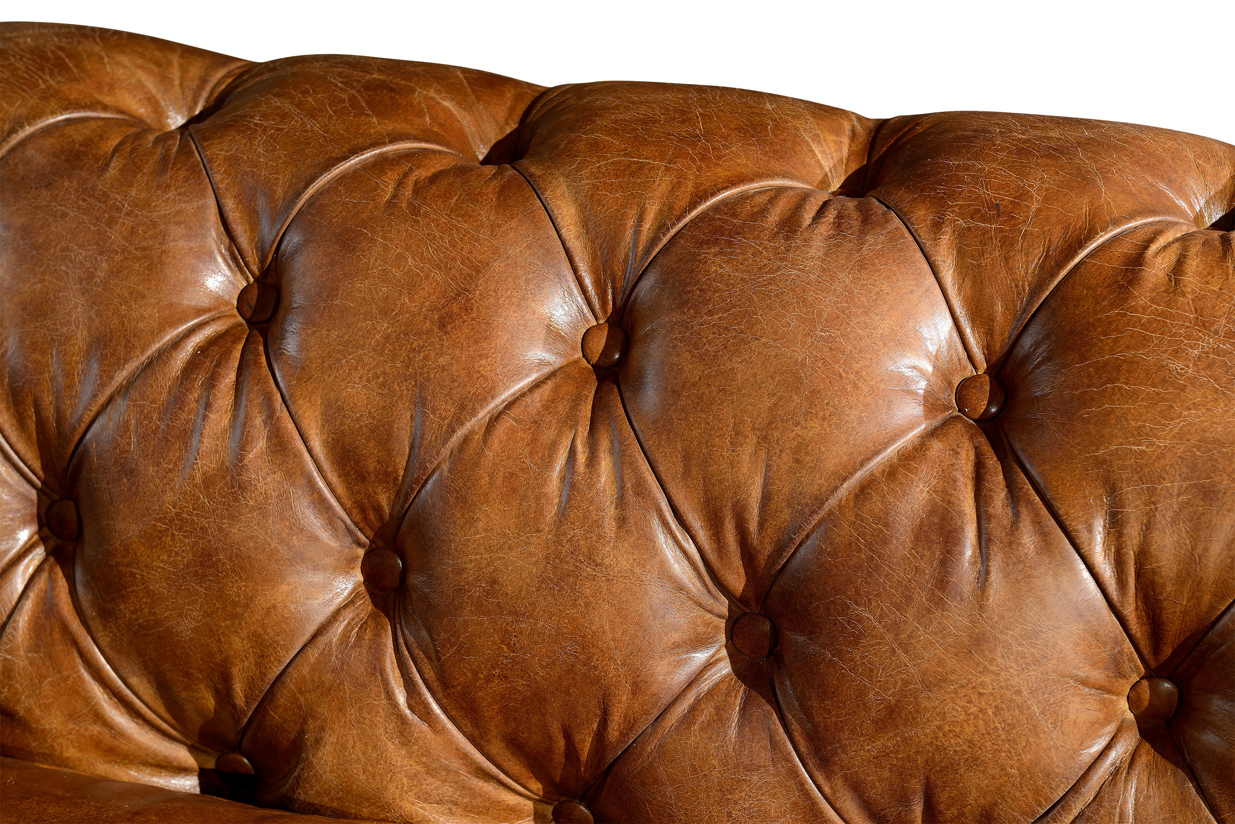 Chesterfield Tan Brown Soft Leather Sofa Set Antique Industrial Style For Living Room