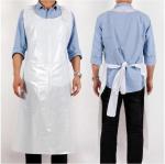Disposable White Plastic Aprons, 46 inches x 28 inches Waterproof Polyethylene