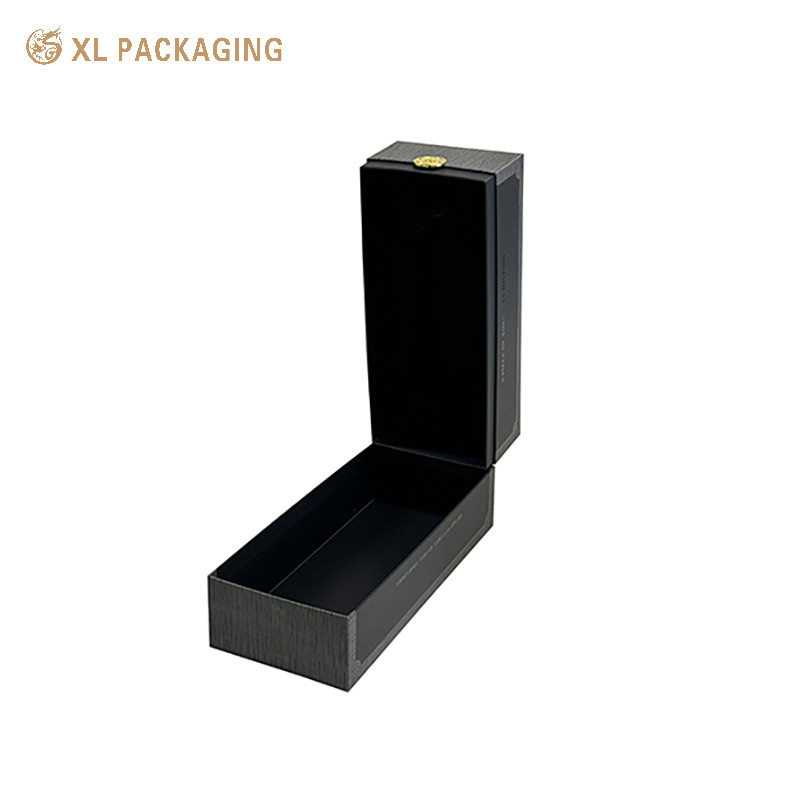 Luxury Foldable Paper Wine Packaging Box Beverage Bottle With Magnetic Closure Lid