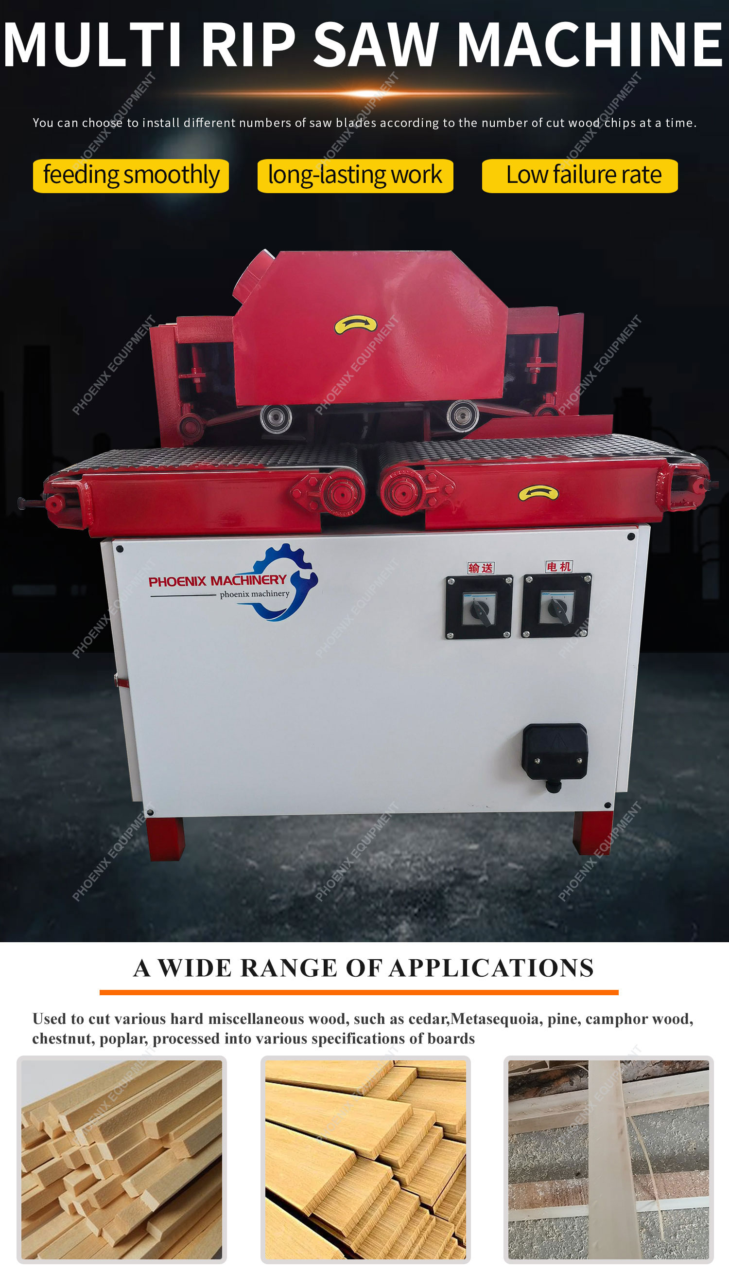 Fully Automatic Woodworking Multi Blade Saw 300mm Slitting Machine for Precision Cut