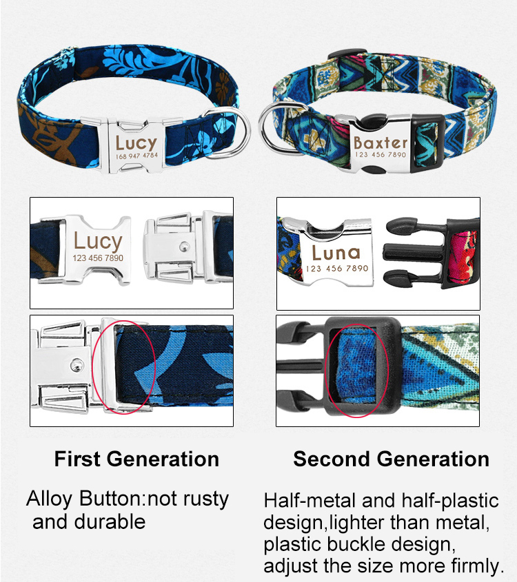 No Minimum Order Personalized Pet Collars Beautiful Pattern Sport Dog Collar