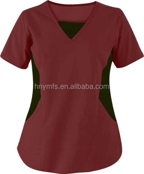 Unisex Custom Logo Strech Solid Color Blue Medical Scrub Clothes