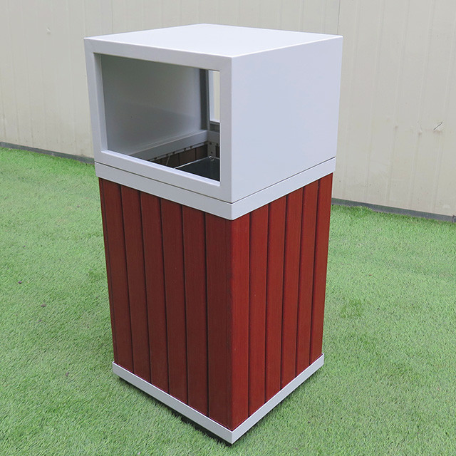 Antirust Garden 10gal Waterproof Wpc Wood Garbage Can