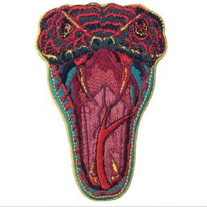 China OEM Handmade Sew On 100mm Snake Embroidery Patch Merrowed Border wholesale