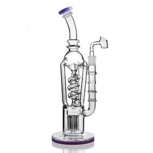 China Freezable Glass Water Bongs Recycler Dab Rigs Big Glass Bongs Water Pipes 12.5 Inch wholesale