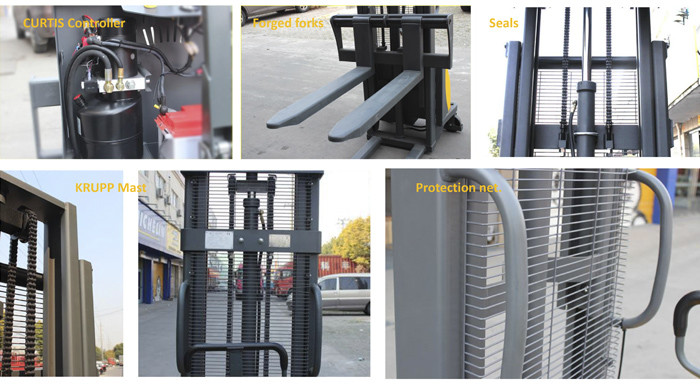 1 Ton Semi Electric Pallet Stacker 3m Lifting Height With Strong Fixed Forks