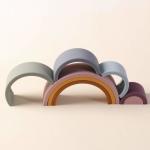 New Children'S Education Silicone Rainbow Round Cloud Arched Colorful Building