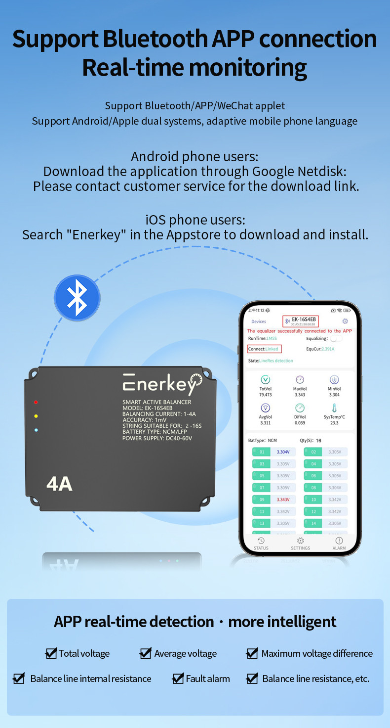 Enerkey 16s 2a Lithium Balancer Lifepo4/Li-ion Smart Active Equalizer For Motorcycle