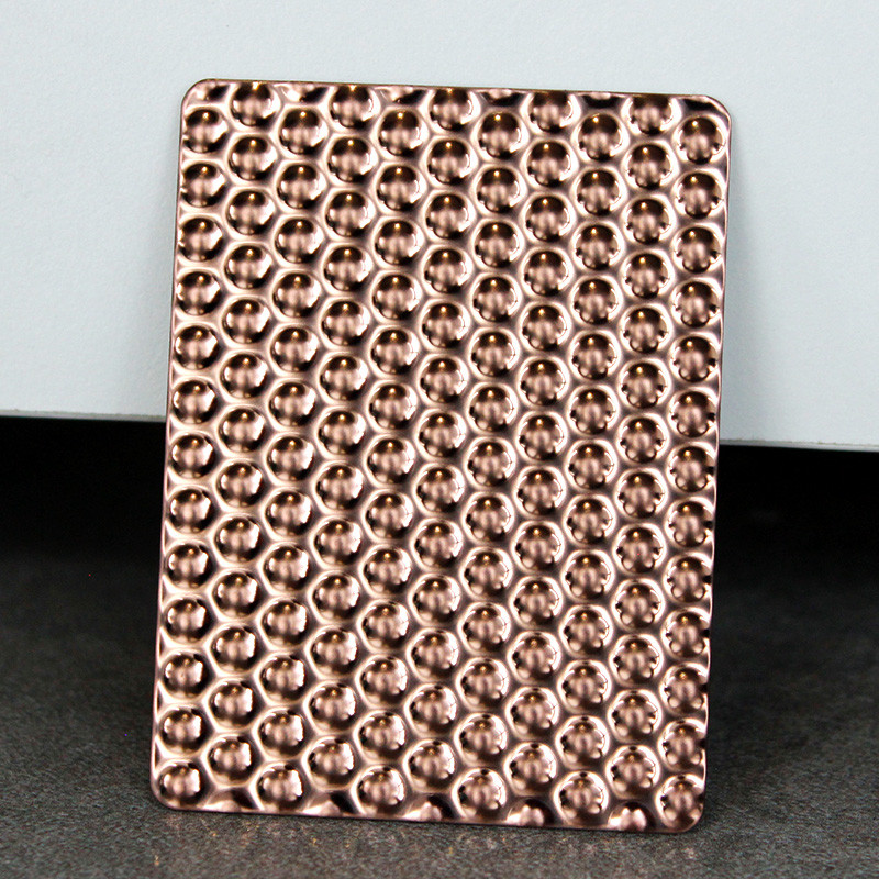 Decorative SS metal sheet 201 304 316 Stamping Circle Pattern PVD Rose Gold Color Textured Stainless Steel Sheet