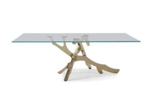 China Special Design Stainless Steel Glass Table , Stainless Steel Dining Table CE Approved wholesale