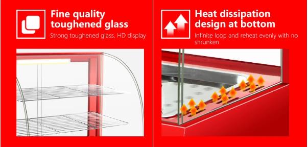 3 Layers Red Snack Food Warmer Showcase for Commercial Food Preservation Solution