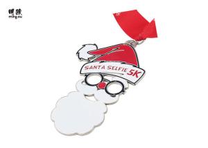 China Cute Cartoon Running Kids Sports Medals Soft Enamel Fill design , Silver Finishing wholesale