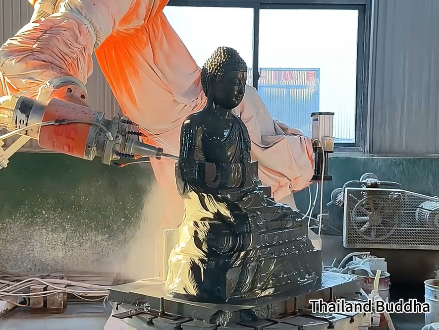 Automatic Stone Sculpture Carving Machine 7 Axis Robot Stone Milling Machine