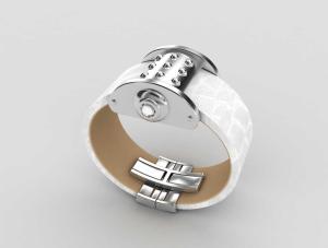 China Top Quality Europe Fashion Stainless Steel Genuine Leather Silicone Bangle Bracelet ADB166 wholesale