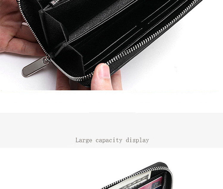 Multi-Function Passport Card Holder Genuine Leather Zipper Long Wallet for Men and Women