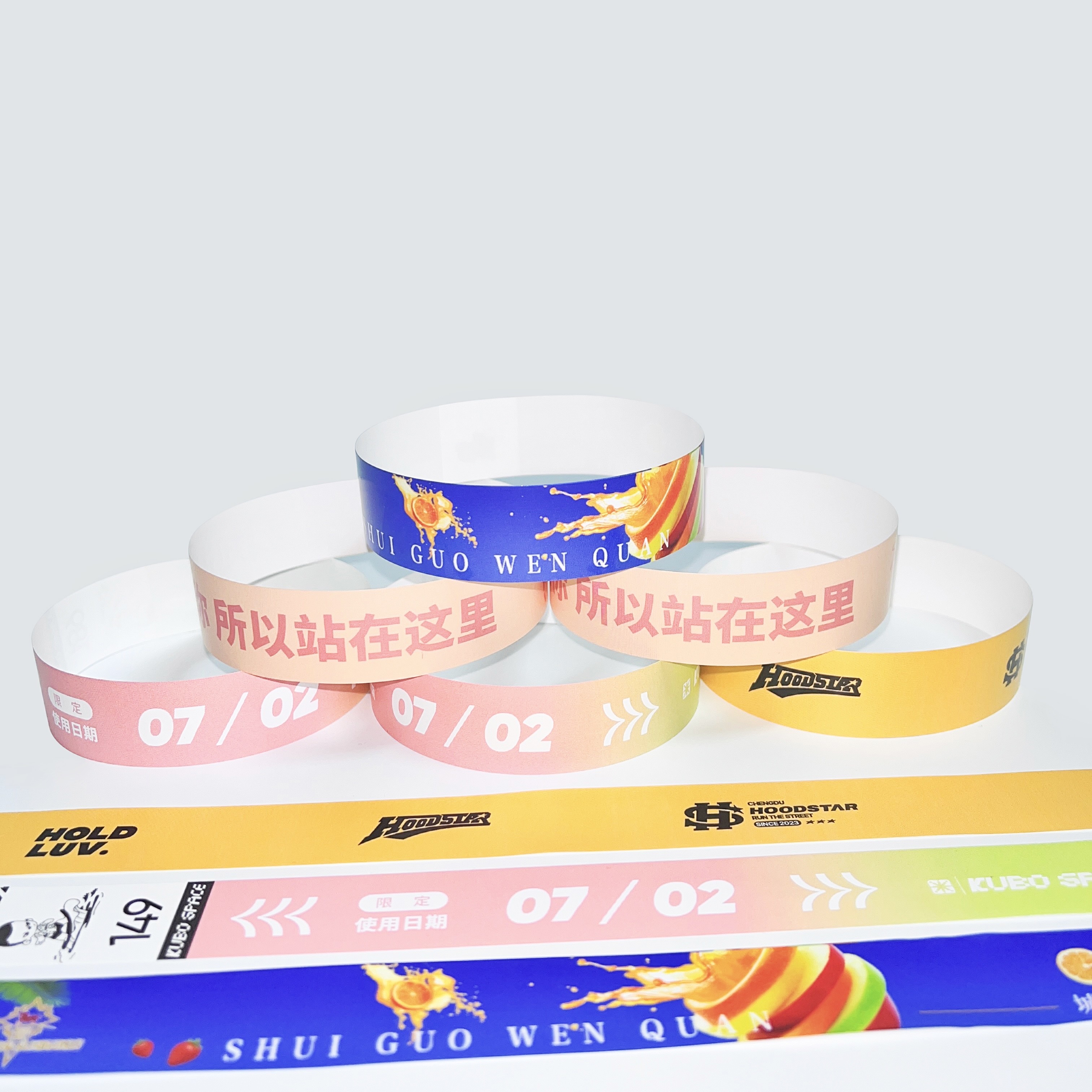 Synthetic Personalized Paper Wristbands For Events Full Color Printing