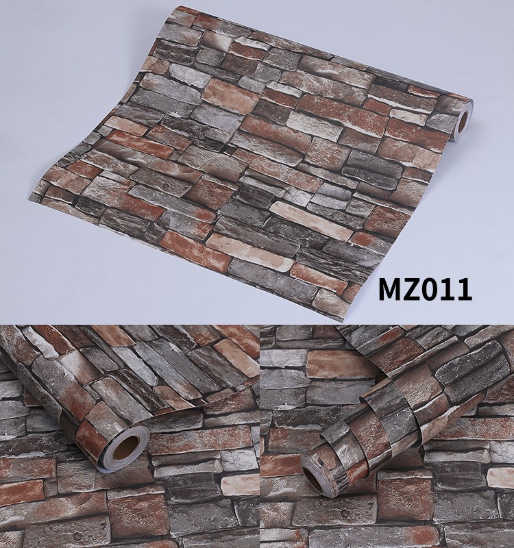 Moisture-Proof PVC Vinyl Brick Stone Wallpaper Vintage Design 3D Brick Wallpaper Adhesive Paper Stickers