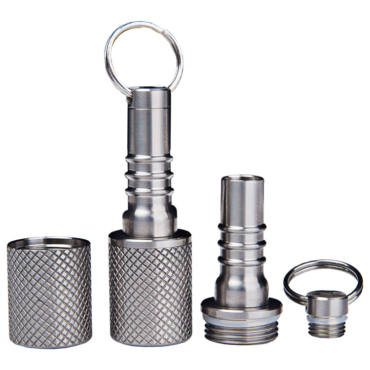 Titanium Alloy Pill Container Box Case Keychain