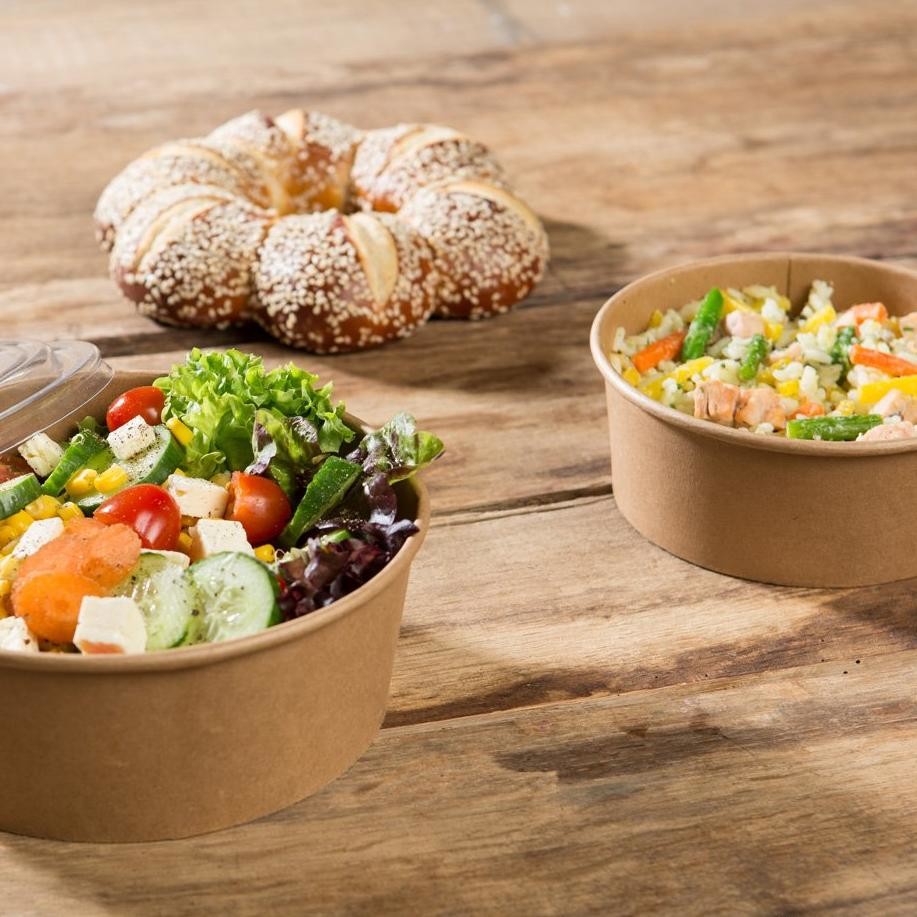 Sturdy 1000ml Disposable Paper Salad Bowls Environmental Friendly