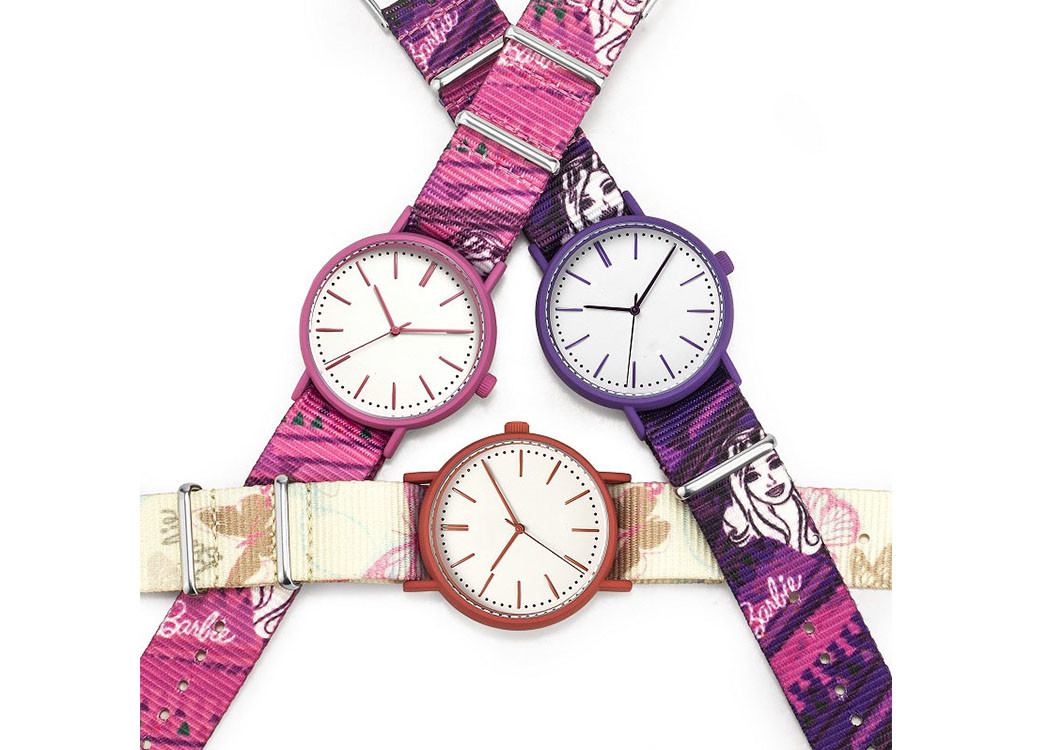 3ATM Waterproof Nylon Band Watches Candy Color Print For Girl And Lady