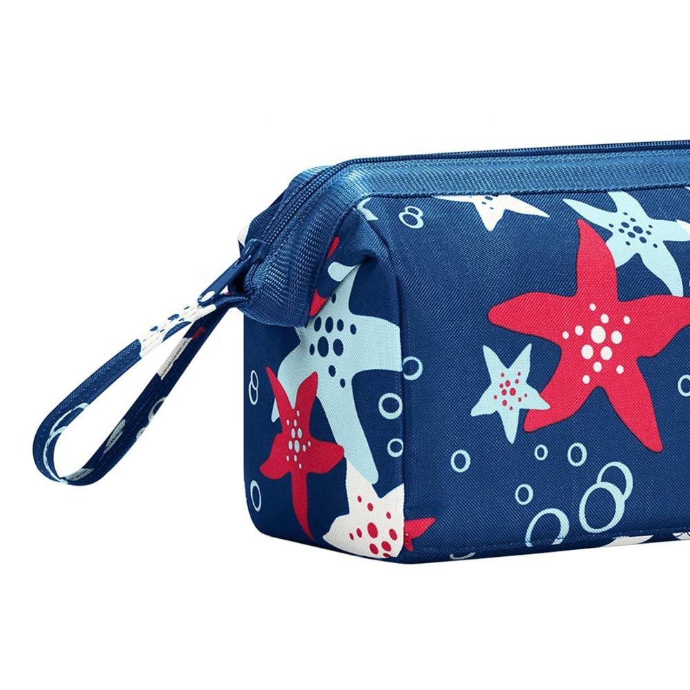Portable Waterproof Travel Toiletry Bag Small Fancy Polyester Material For Vacation