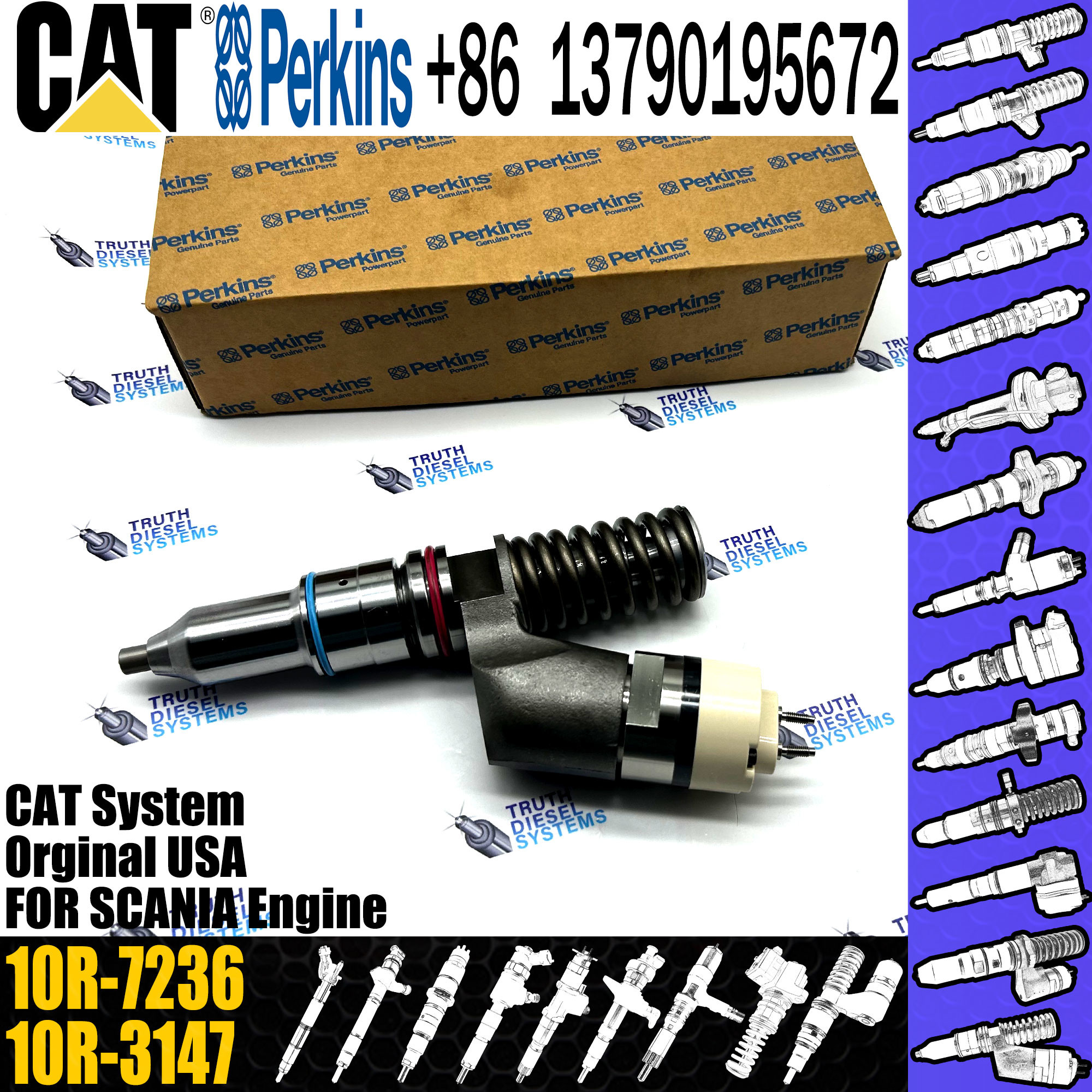 C11 C13 Engine Excavator Oem Common Rail Fuel Injectors 10R-3147 10R-3258 10R-3262 10R-2977 10R-6162 10R-1274 10R-7236