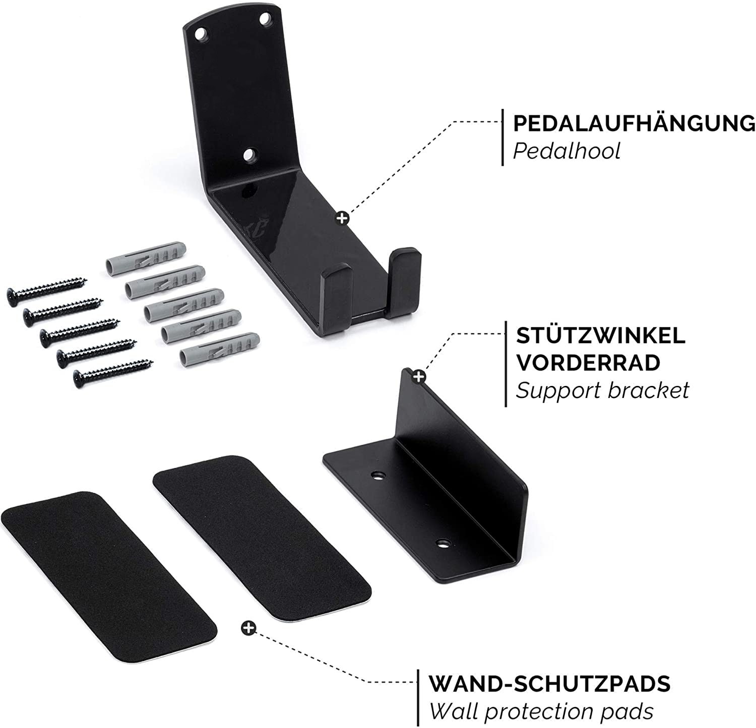 Standard Bicycle Wall Mount Bike Rack Bracket with Pedal Support Function