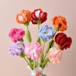 10x20cm Hand-Knitted Crochet Carnation Artificial Flowers Imitation Blooms in