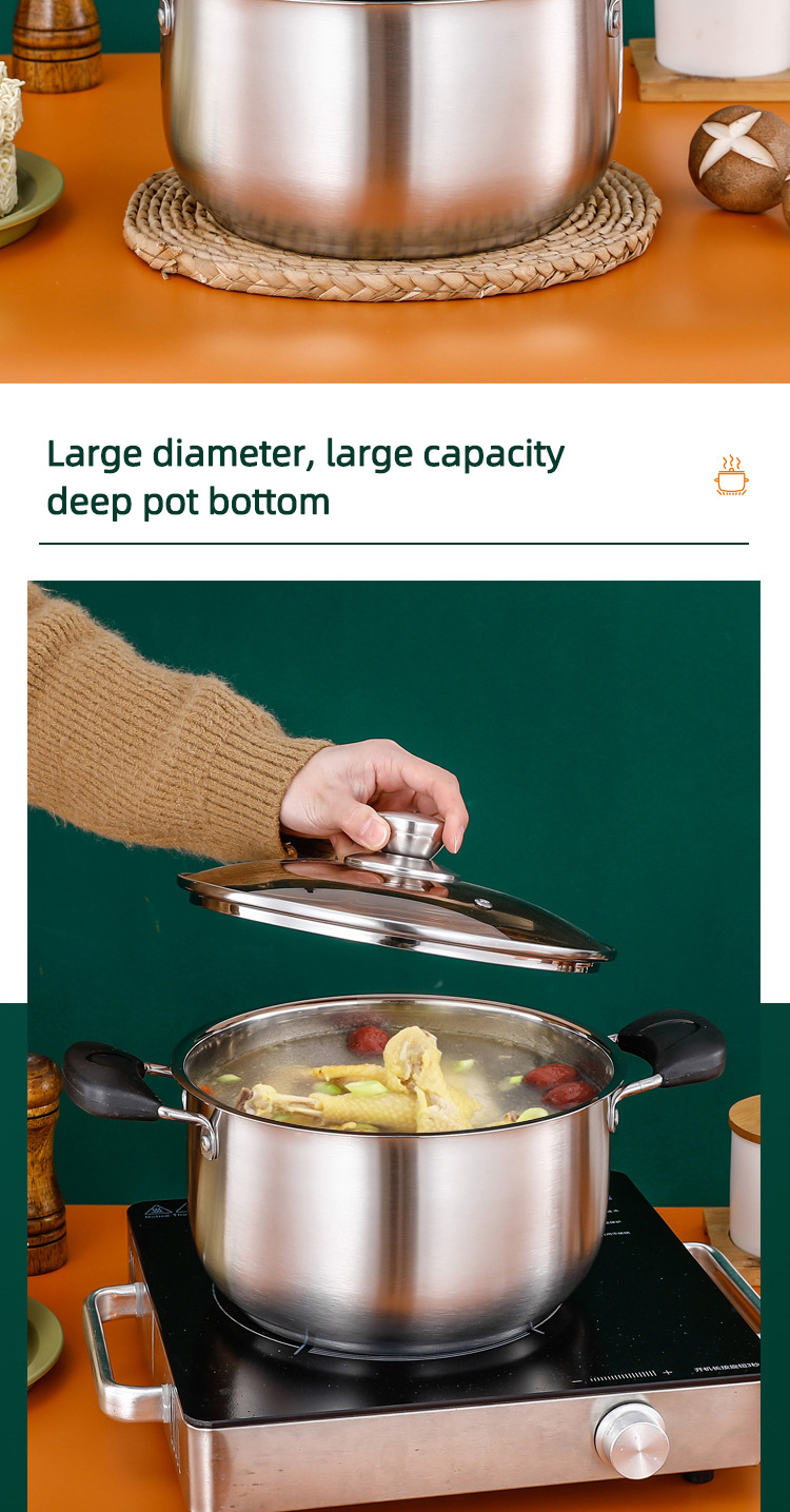 Multifunction restaurant Cookware Induction Pasta Pot Stainless Steel Cooking Soup Pot With Bakelite Handle