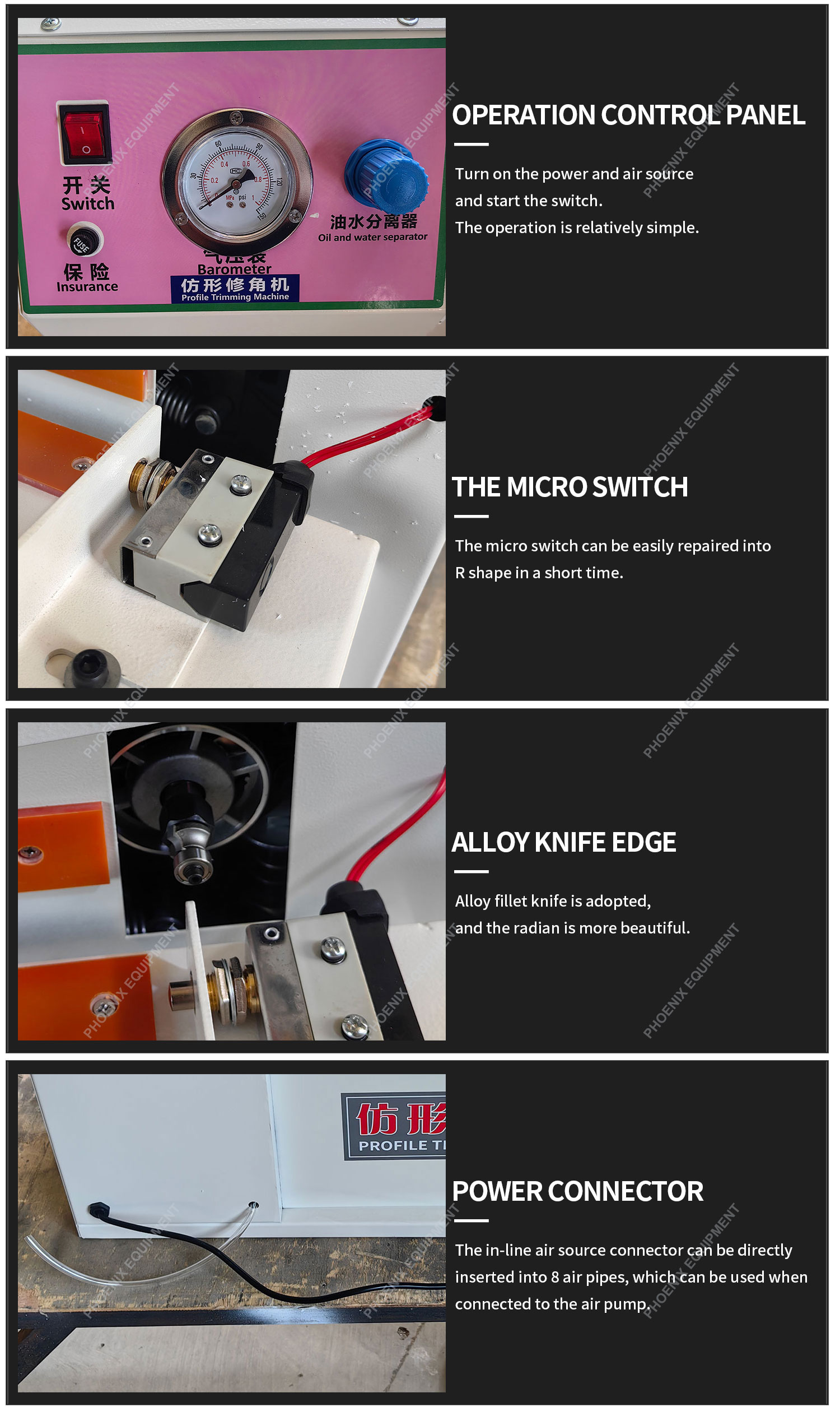 800W PF30 Woodworking Portable Profile Trimming Machine High Speed Edge Sealing and Chamfering