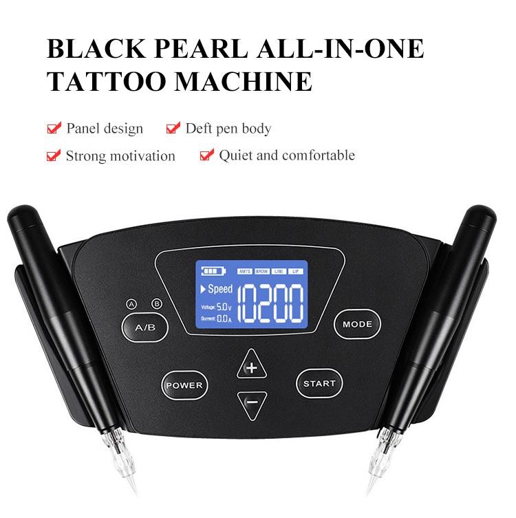 8W 50Hz Permanent Makeup Black Pearl All In One Tattoo Machine Professional Tattoo Set