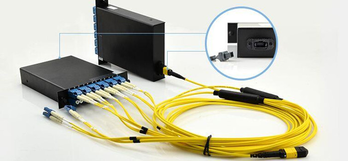 12 Fiber Pre-Installed 6 Duplex LC Adapters MTP/MPO Fiber Breakout Cable Cassette